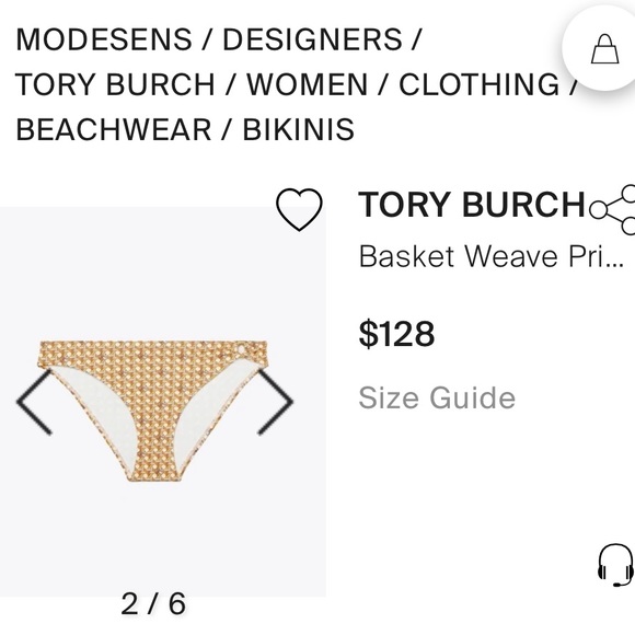 NWT (XS) Tory Burch buttermilk basketweave all new string bikini top hoop halter - Picture 8 of 9